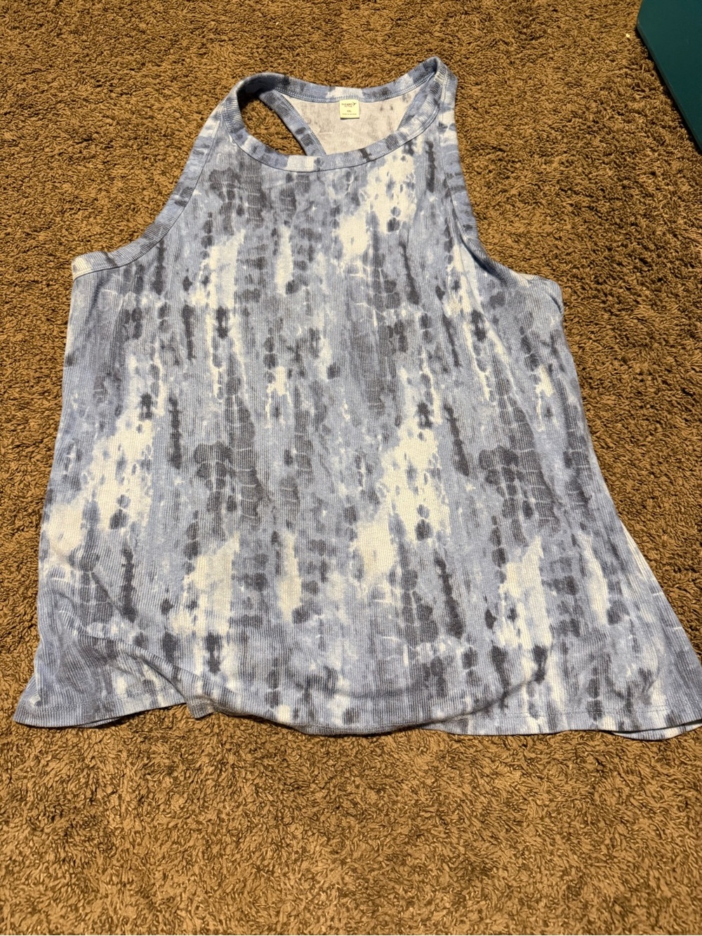 Old Navy Light Blue and White Tie-Dye Racerback Tank